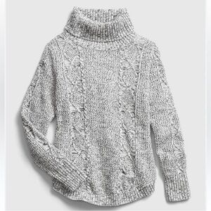 GAP Cable Knit Turtleneck Sweater Gray S Distressed Chunky Oversized Knit Cozy